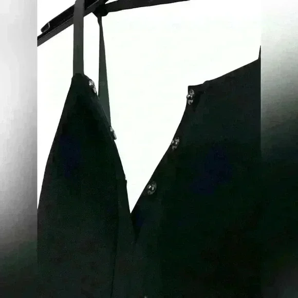 Rachel Comey Black cocktail halter peplum front slit dress Sz 2 - Picture 7 of 10